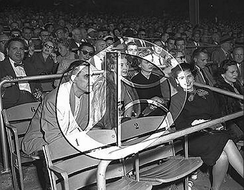 Fans in seats at Yankee Stadium at World Series 56N0272